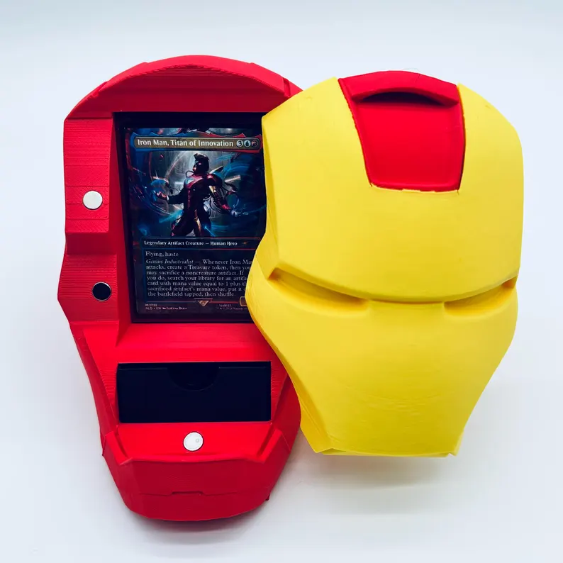 Iron Man MTG Deck Box, Marvel Inspired Commander Deck box, 100 Cards Single Sleeved, Magic the Gathering Accessories, Dice Box